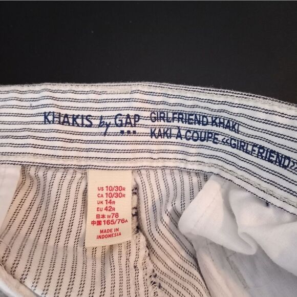 KhakisBy Gap PantsWomen 10/30R CroppedGirlfriend MidRiseStriped Pockets Straight - Picture 3 of 7